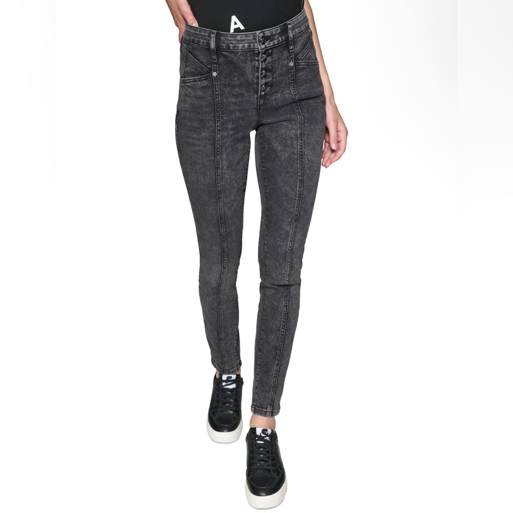 Karl Lagerfeld Paris High-Rise Button Front Jeans – Size 14